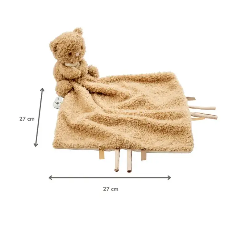 Nattou Teddy Baby Knuffeldoekje met Knuffel - Beer - 27 x 27 cm - Beige
