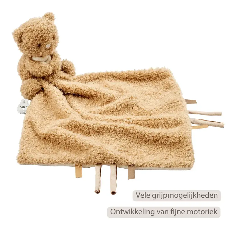 Nattou Teddy Baby Knuffeldoekje met Knuffel - Beer - 27 x 27 cm - Beige