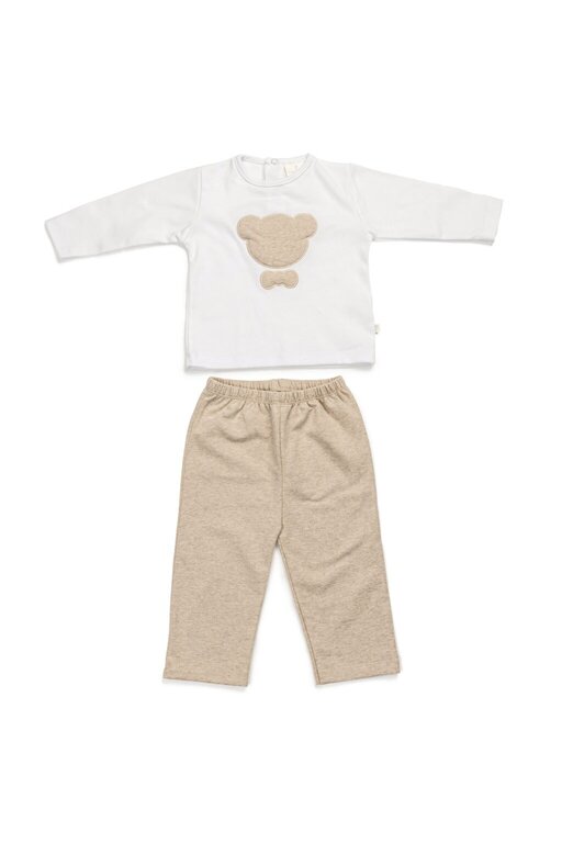 Living Nature Pyjama 2-delig voor jongens en meisjes Cedric – Wit/Beige