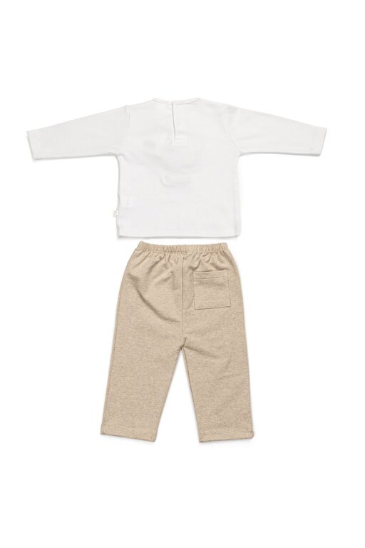 Living Nature Pyjama 2-delig voor jongens en meisjes Cedric – Wit/Beige