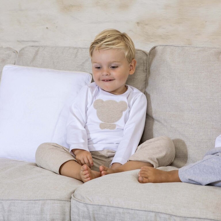 Living Nature Pyjama 2-delig voor jongens en meisjes Cedric – Wit/Beige