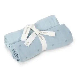 Little Dutch Swaddle - Blauw - Pure Denim Blue 70x70cm