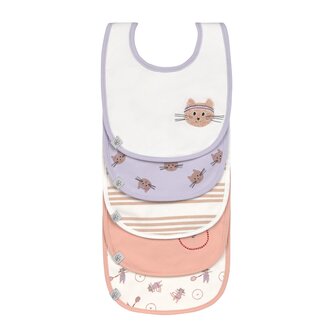 Lässig Set van 5 katoenen slabbetjes - Tiny Team Kat