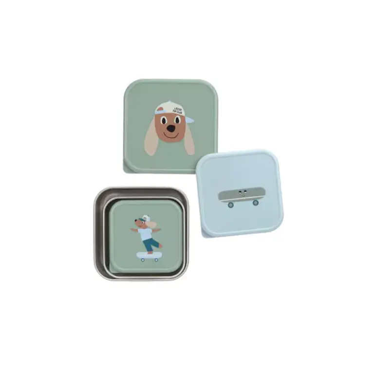 Lässig Set van 3 roestvrijstalen snackboxen - Tiny Team Hond