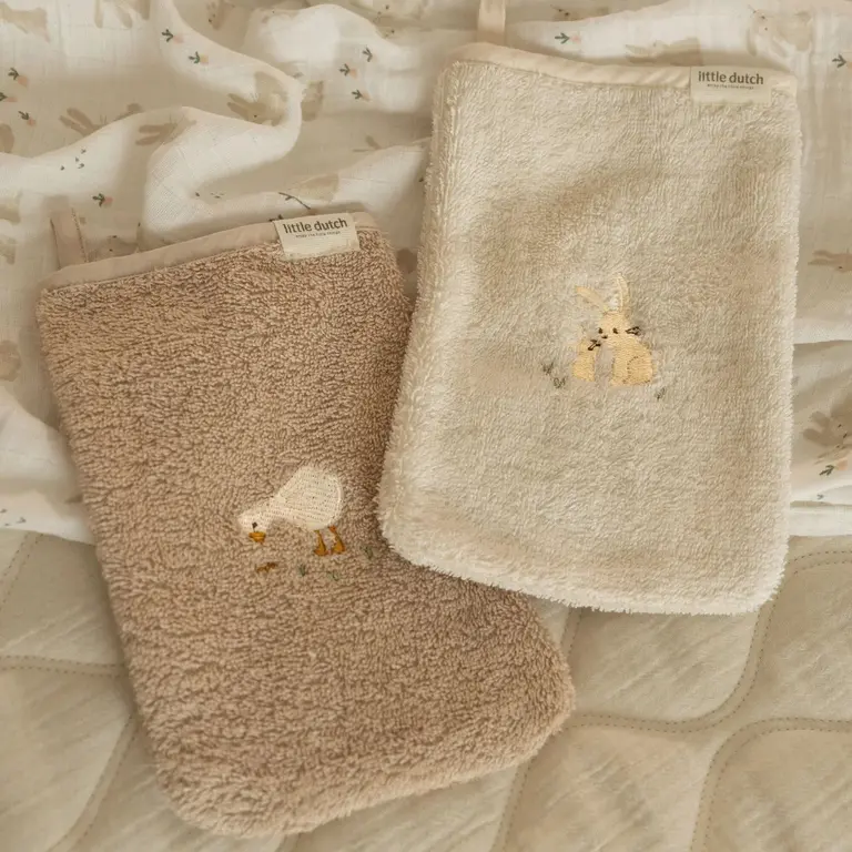 Little Dutch Washandjes set - Wit - Newborn Naturals - Baby Bunny
