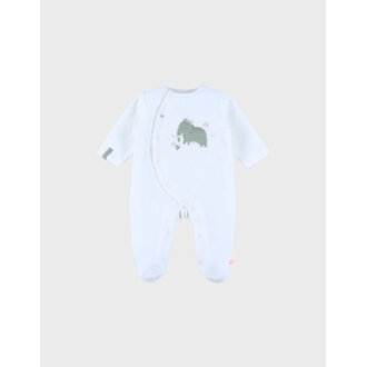 Noukie's Witte babypyjama's met olifantenborduursel in fluweel