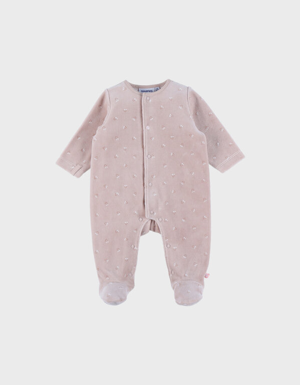 Noukie's Roze velours baby pyjama - Nappy Cat