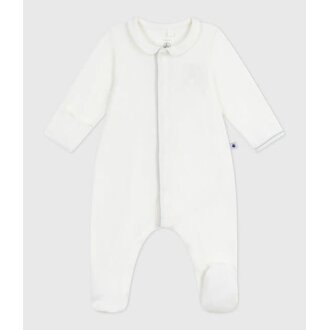 Petit Bateau Fluwelen babypyjama  met geborduurd logo