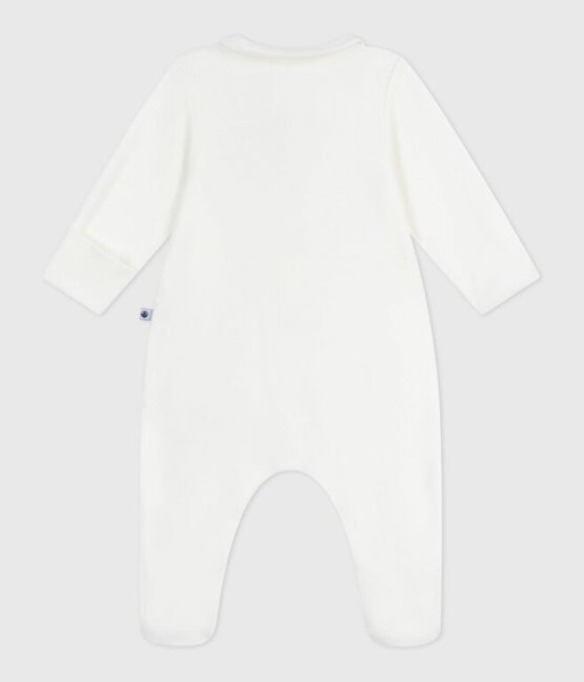 Petit Bateau Fluwelen babypyjama  met geborduurd logo