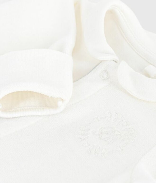 Petit Bateau Fluwelen babypyjama  met geborduurd logo