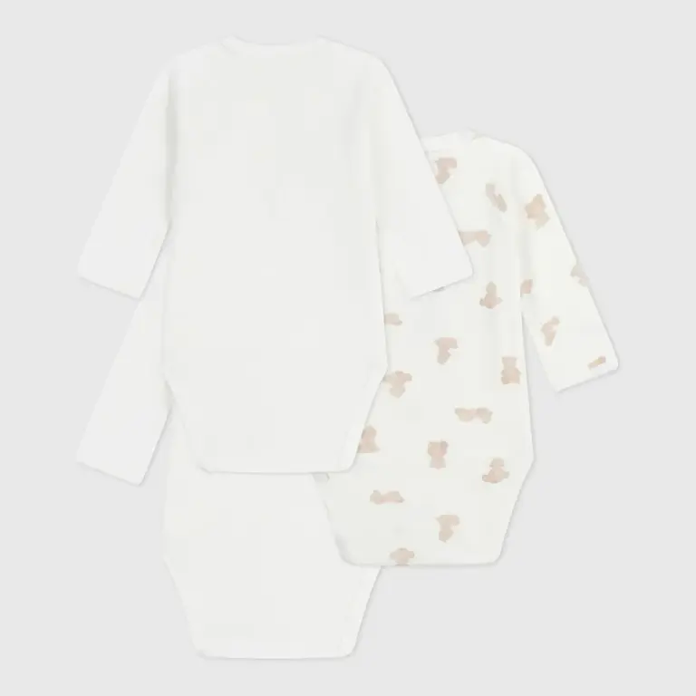 Petit Bateau 3 katoenen babyrompertjes lange mouwen en print