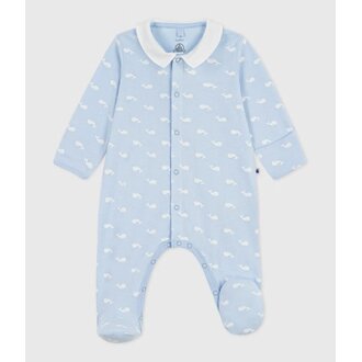 Petit Bateau Katoenen babypyjama met kraag met walvisprint