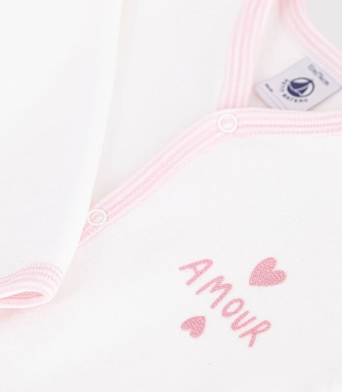 Petit Bateau Effen fluwelen babypyjama wit