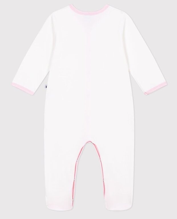 Petit Bateau Effen fluwelen babypyjama wit