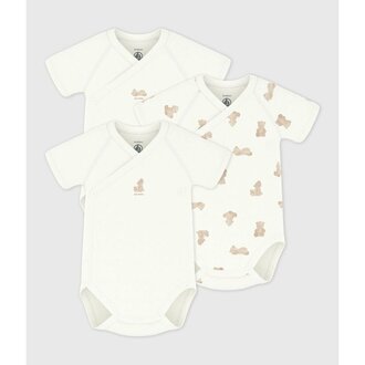 Petit Bateau 3 katoenen babyrompertjes korte mouwen en print