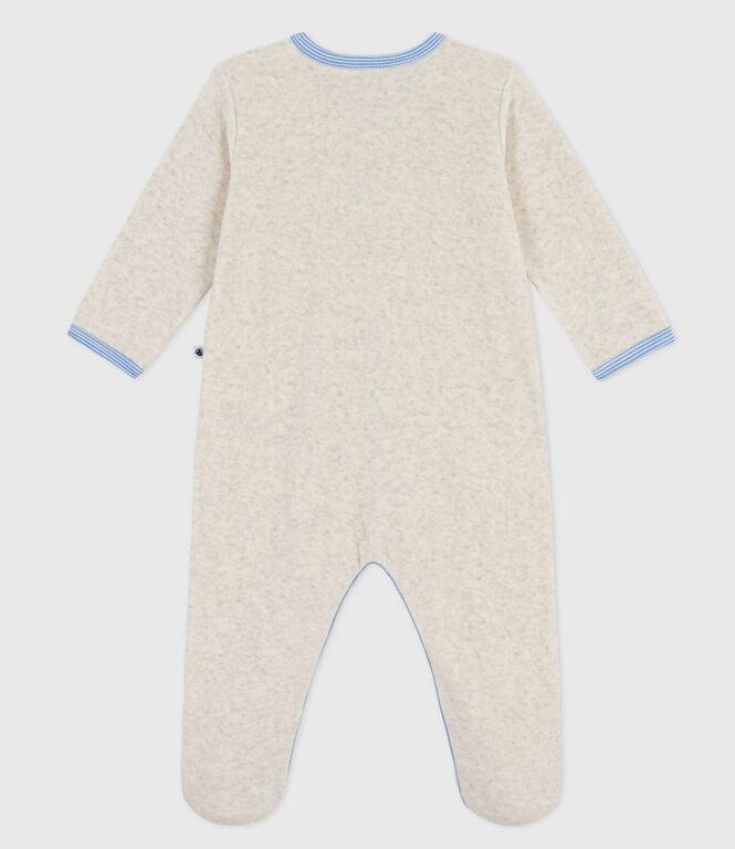 Petit Bateau Effen fluwelen babypyjama beige