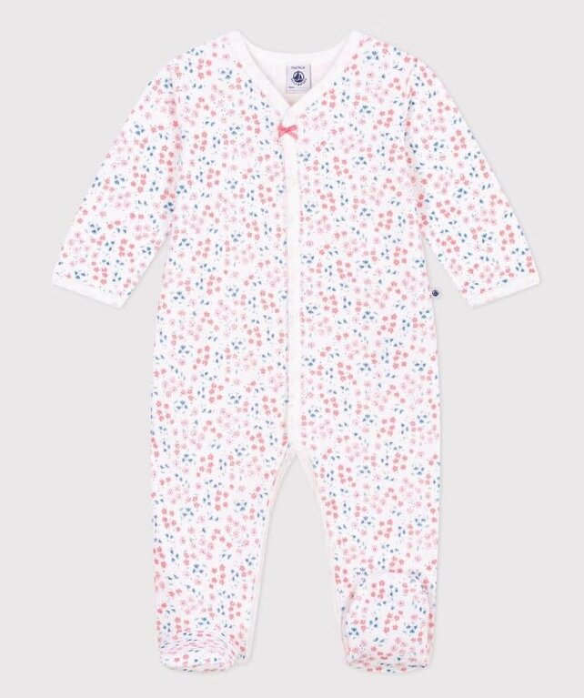 Petit Bateau Babypyjama van fluweel met bloemenprint