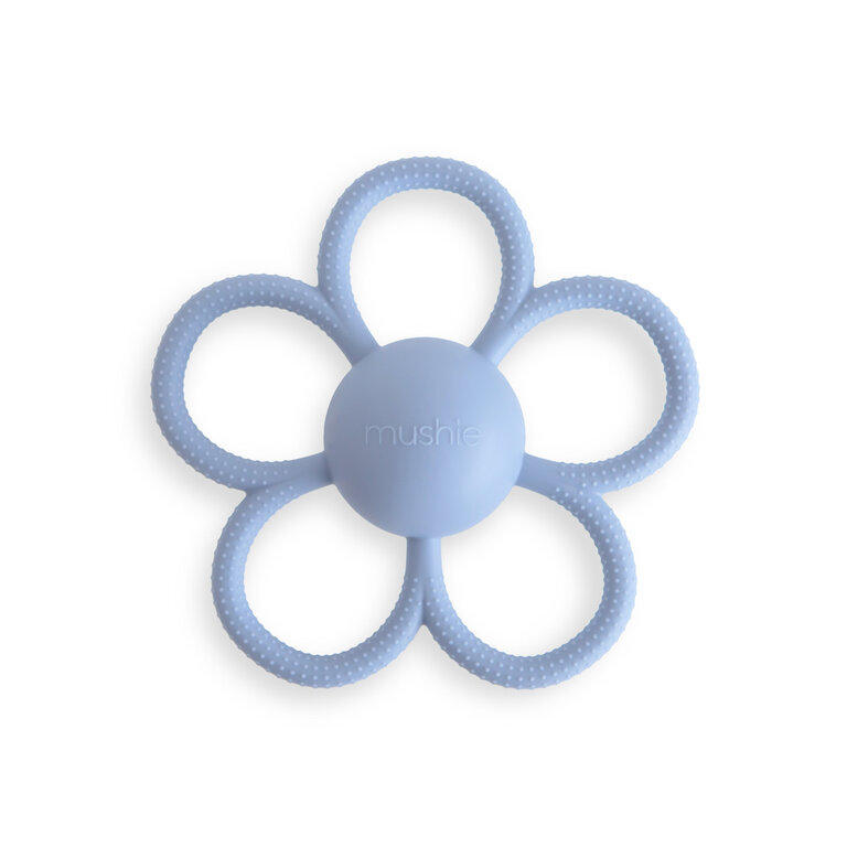 Mushie Rattle Daisy Teether - Faded Denim