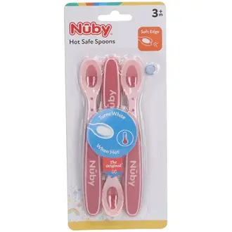 Nuby 3 Warmtegevoelige Lepels - 4M+ - Roze