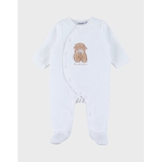 Noukie's Witte velours pyjama met borduursel – Fluffy