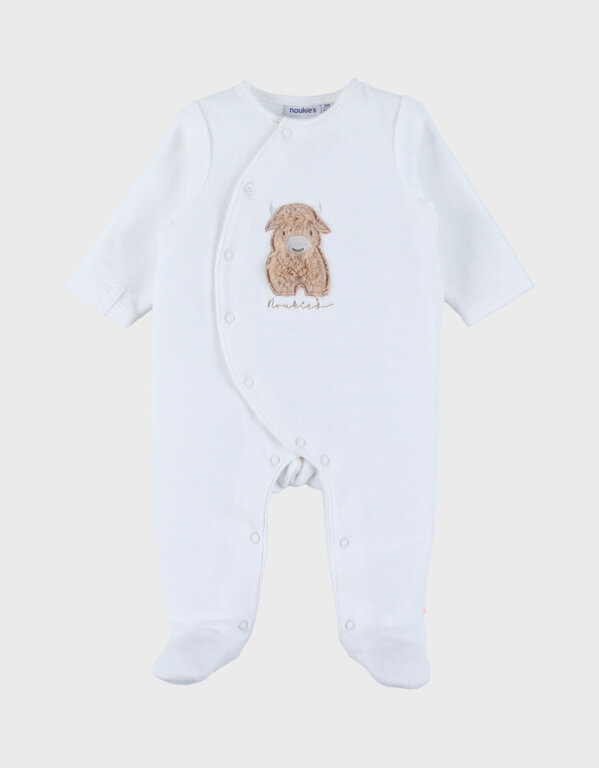 Noukie's Witte velours pyjama met borduursel – Fluffy