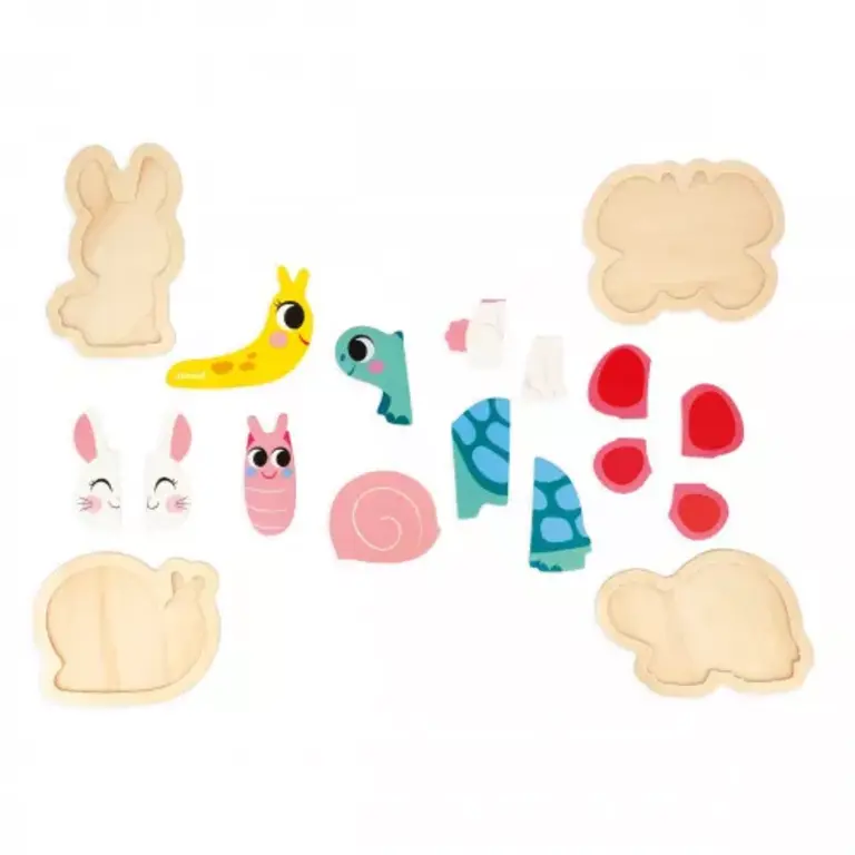 Janod 4 Evoluerende puzzels - Tuindieren