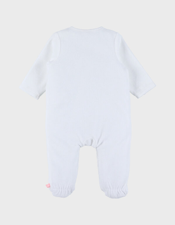 Noukie's Witte velours pyjama met borduursel – Fluffy