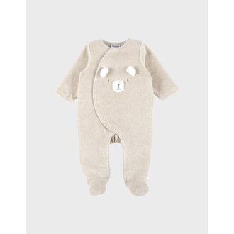 Noukie's Beige velours pyjama met beertje– Orso