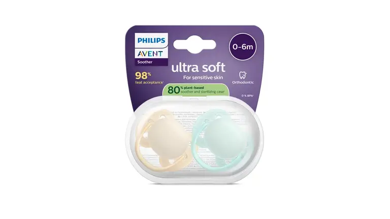 Avent Fopspeen +0m Soft lichtblauw/groen