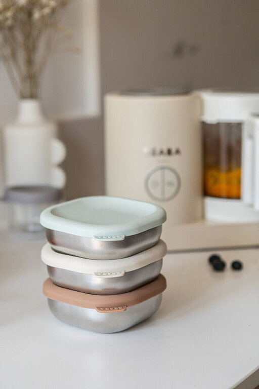 Béaba Multifunctionele maaltijddoosjes van roestvrij staal - Natural set