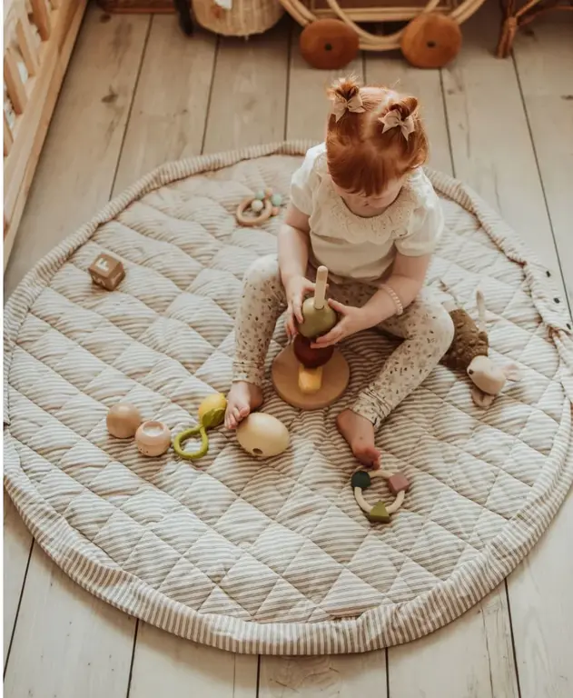 Play & Go Opbergzak/Speelkleed - Stripes Blue Organic