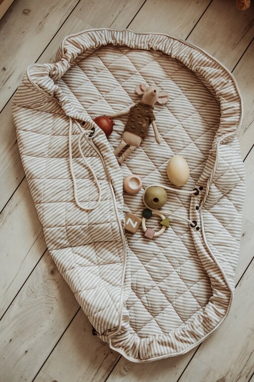 Play & Go Opbergzak/Speelkleed - Stripes Blue Organic