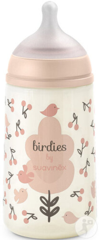 Suavinex 270 ml zuigfles met SX Pro M Birdies speen - Roze