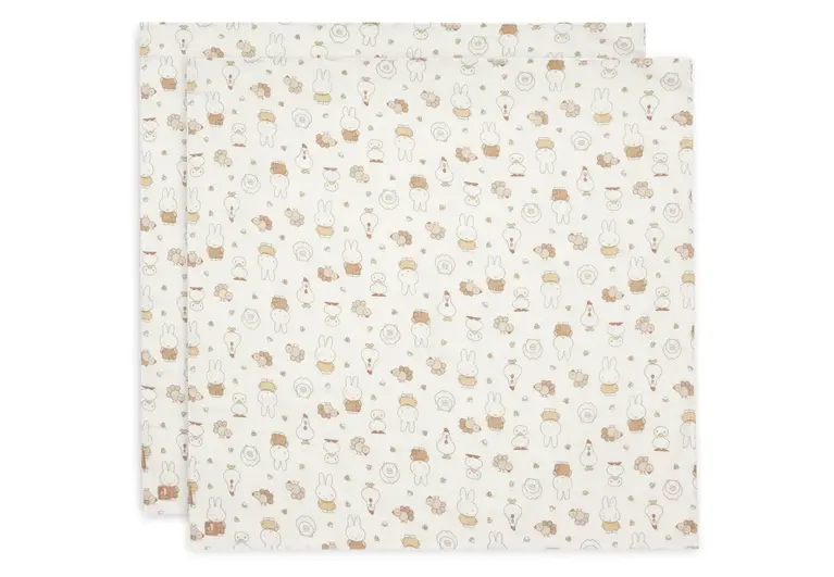 Jollein Hydrofiele Doek Large 115x115cm - Miffy Family Farm - 2 Stuks