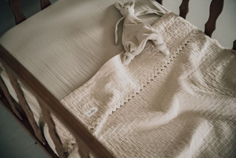 Koeka Wiegdeken lace Elba - 75x100 - Natural