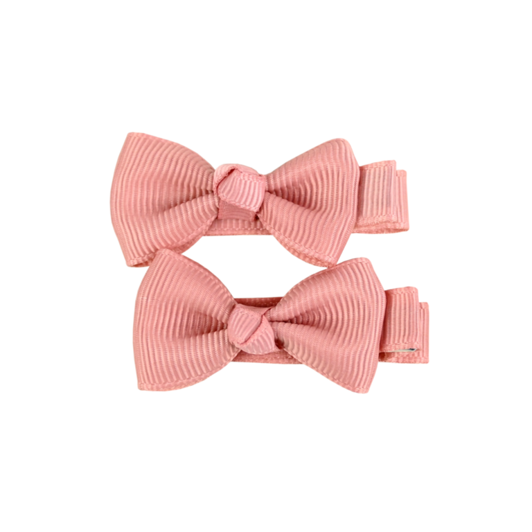 Busy Lizzie Hair Clips - Mini Bows - Dusty Pink