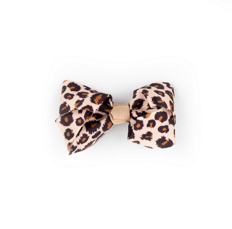 Busy Lizzie Hair Clip - Bow - Leopard brown