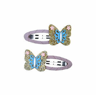 Busy Lizzie Barrette - Butterfly - Gold/blue