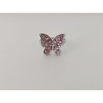 Busy Lizzie Ring - Rhinestone - Butterfly