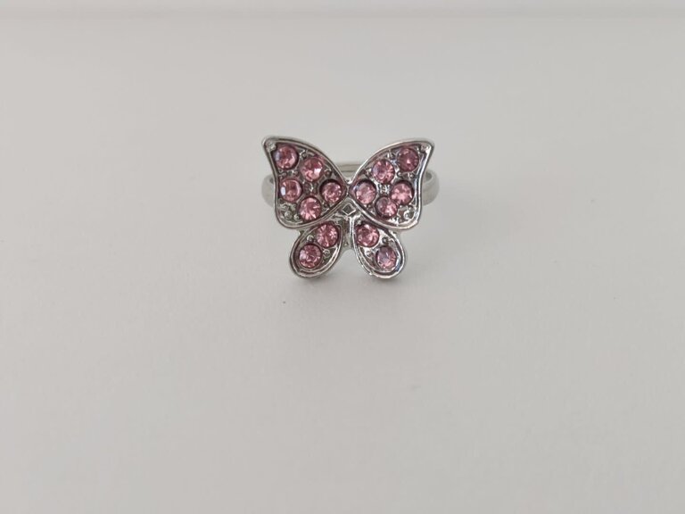 Busy Lizzie Ring - Rhinestone - Butterfly