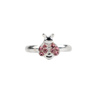 Busy Lizzie Ring - Rhinestone - Ladybug - Pink