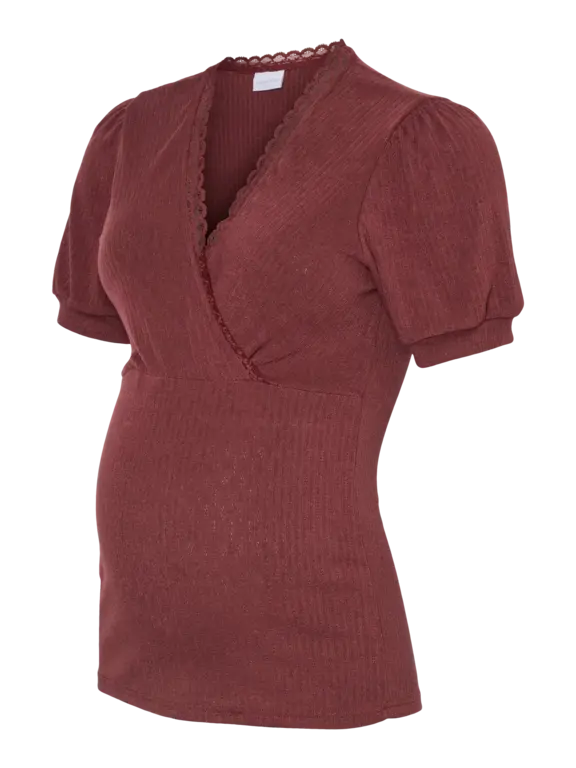 Mama;Licious MLTRISH TESS  Lace Top Pomgranate
