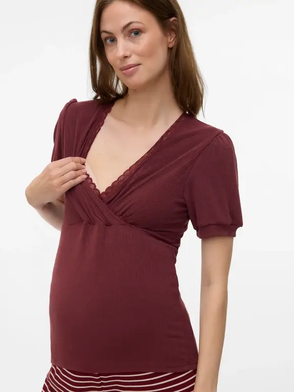 Mama;Licious MLTRISH TESS  Lace Top Pomgranate