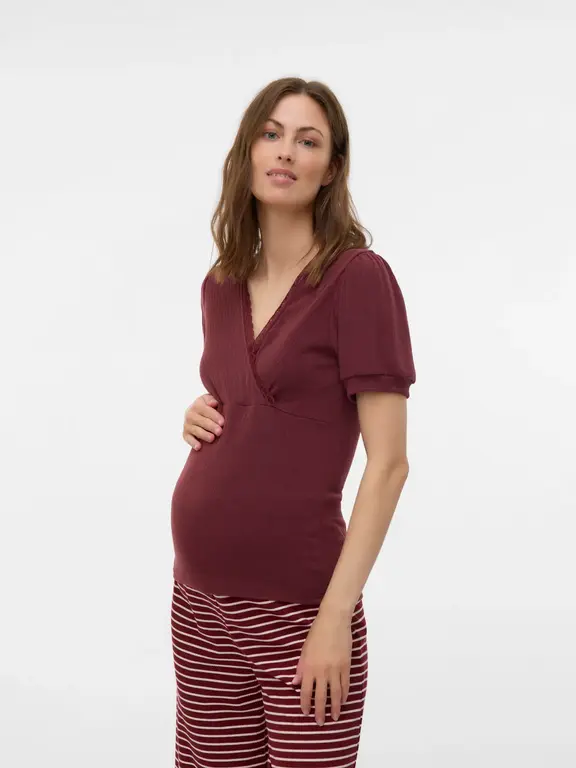 Mama;Licious MLTRISH TESS  Lace Top Pomgranate