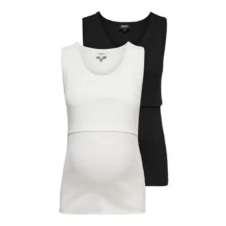 Only OLMVIRA Nursing Tank Top 2-Pack Black/White