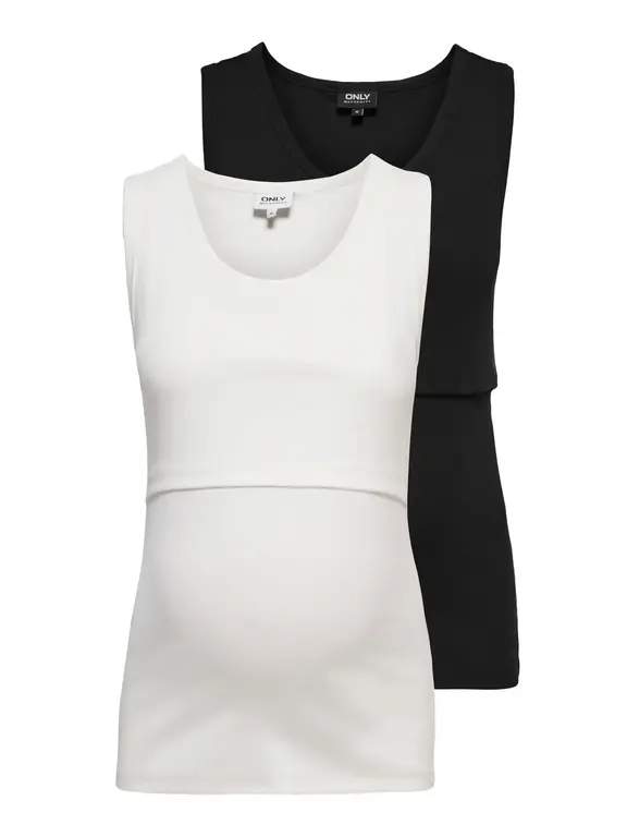Only OLMVIRA Nursing Tank Top 2-Pack Black/White