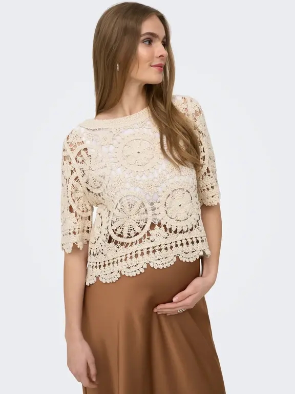 Only OLMWATERLY Crochet O-Neck Top