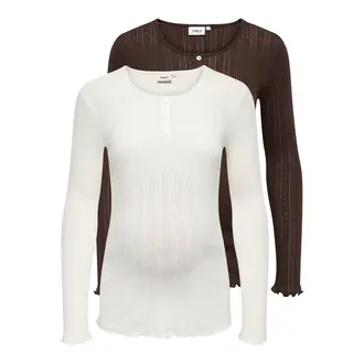 Only OLMVISTA LS Half Placket Top 2-Pack Coffee/Cloud