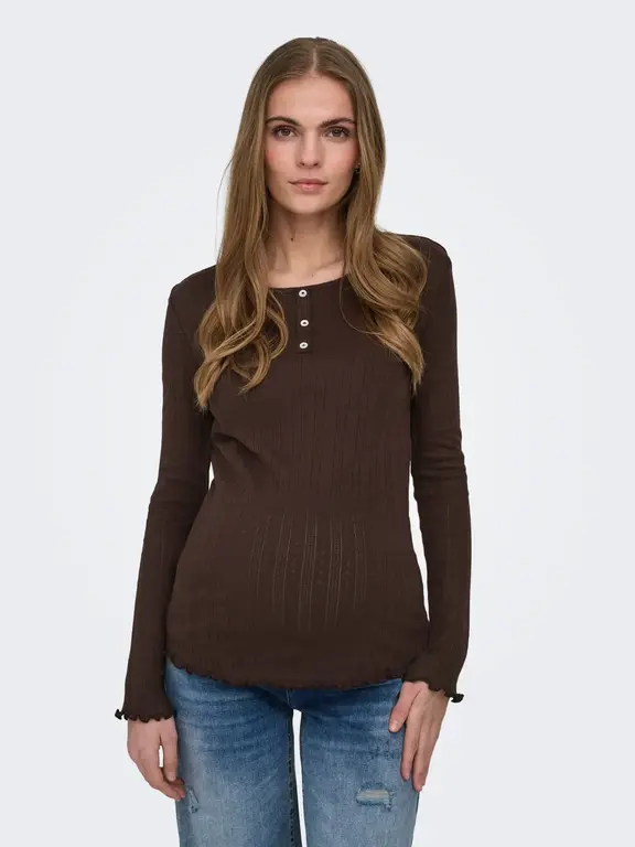 Only OLMVISTA LS Half Placket Top 2-Pack Coffee/Cloud