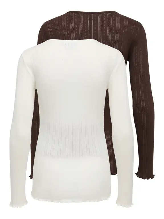 Only OLMVISTA LS Half Placket Top 2-Pack Coffee/Cloud